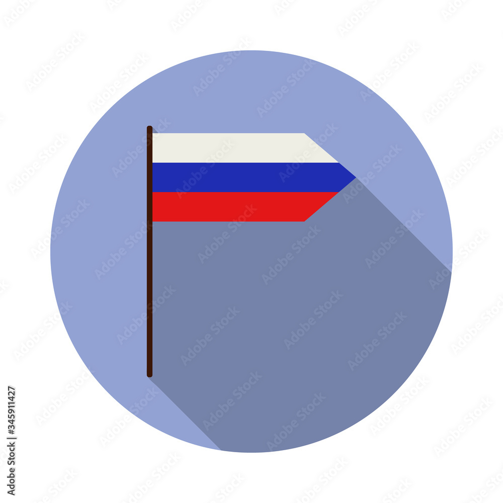 Poster fan flag long shadow icon. simple color vector of russian fan atributs icons for ui and ux, website 