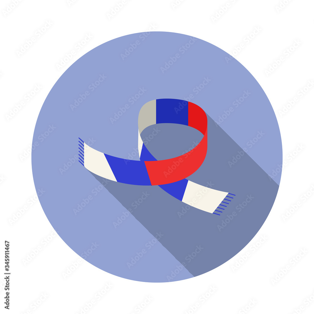 Aufkleber fan scarf long shadow icon. simple color vector of russian fan atributs icons for ui and ux, website