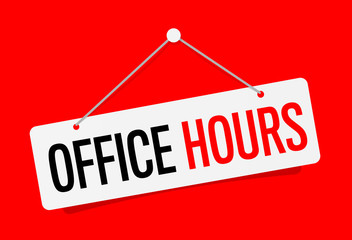 Office hours on door sign
