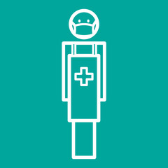 Doctor or nurse wearing medical mask. Icon Flat vector illustration