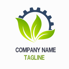 Gear And Leaf Logo Vector