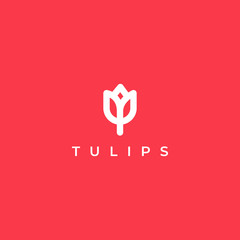 Fototapeta na wymiar tulip logo . Abstract flower tulip logo icon design vector image with simple line art style. vector illustration