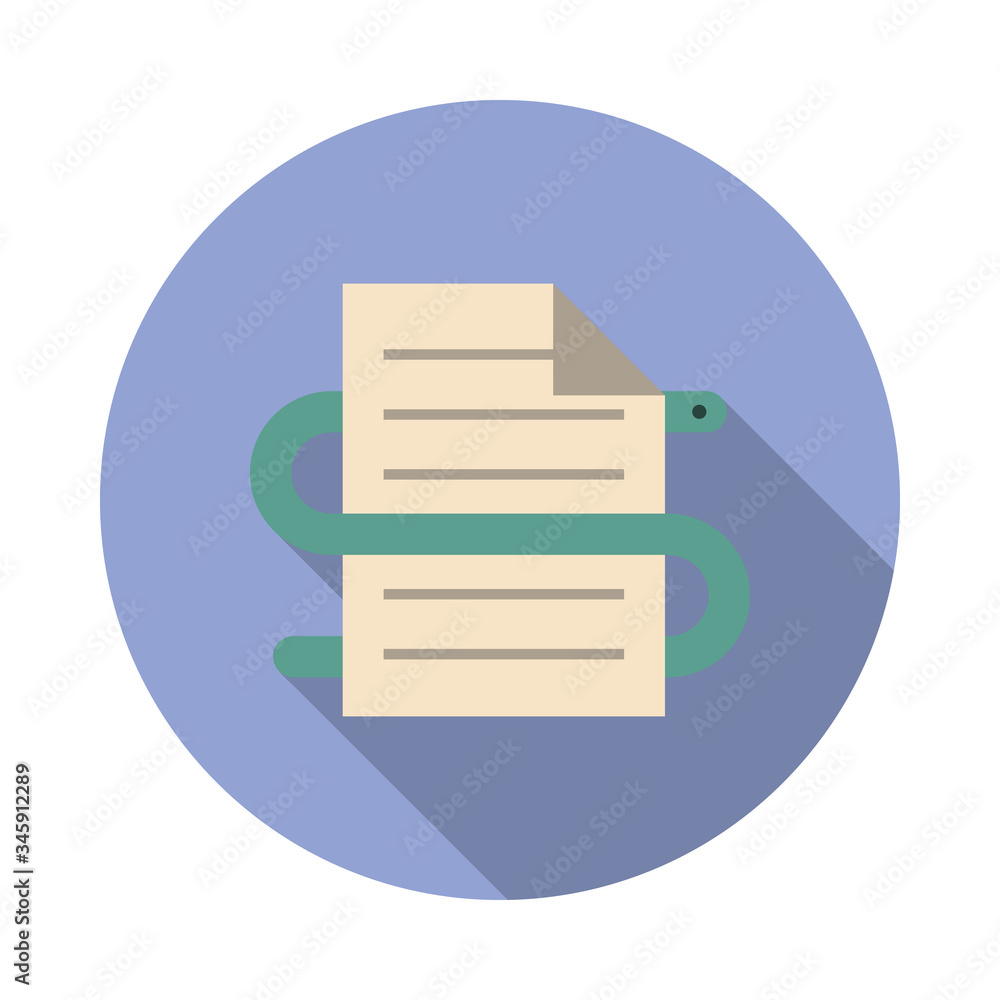 Poster infected document long shadow icon. simple color vector of virus and antivirus icons for ui and ux, 