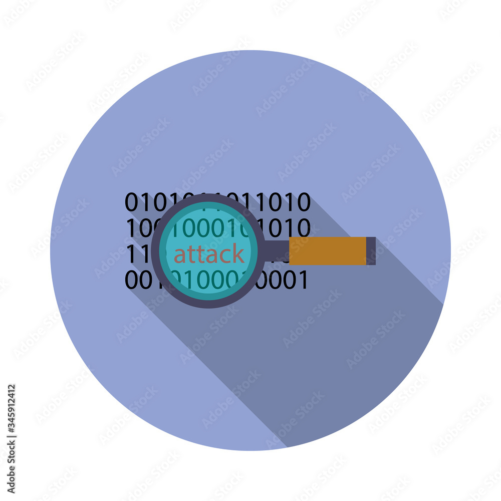 Poster magnifier and numbers long shadow icon. simple color vector of virus and antivirus icons for ui and 