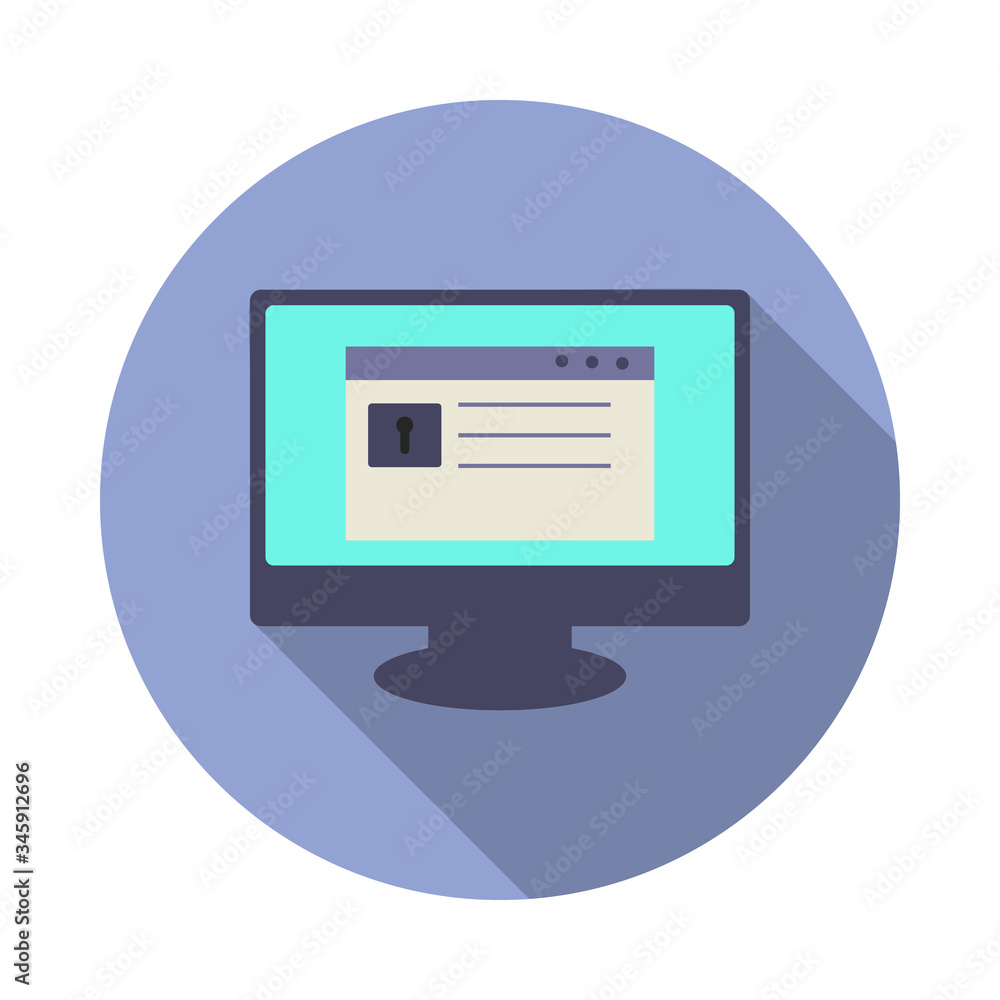 Poster data on the computer long shadow icon. simple color vector of virus and antivirus icons for ui and u