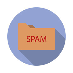 spam folder long shadow icon. Simple color vector of virus and antivirus icons for ui and ux, website or mobile application
