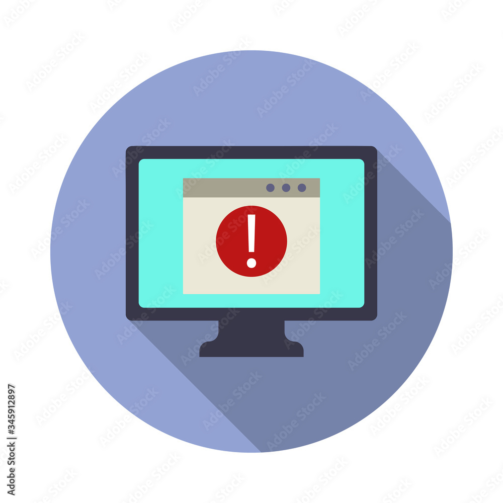 Poster notification in the browser long shadow icon. simple color vector of virus and antivirus icons for u