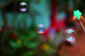 soap bubbles on a colorful background
