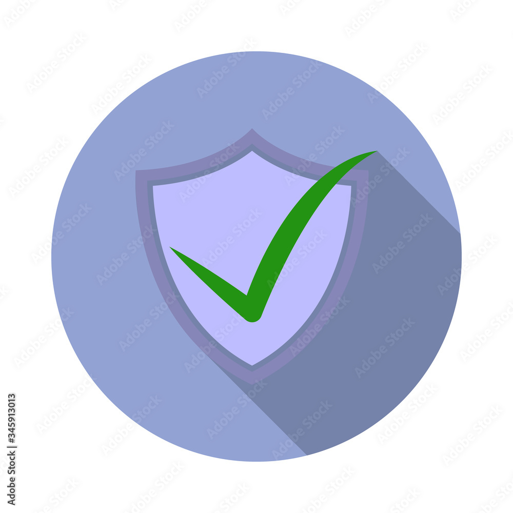 Poster verified long shadow icon. simple color vector of virus and antivirus icons for ui and ux, website o