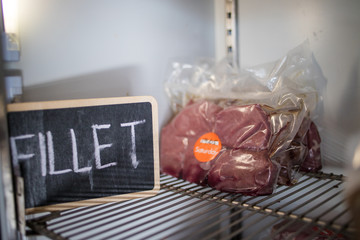 Raw steak in a restaurant before being grilled