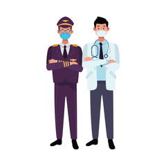 male workers using face masks for covid 19