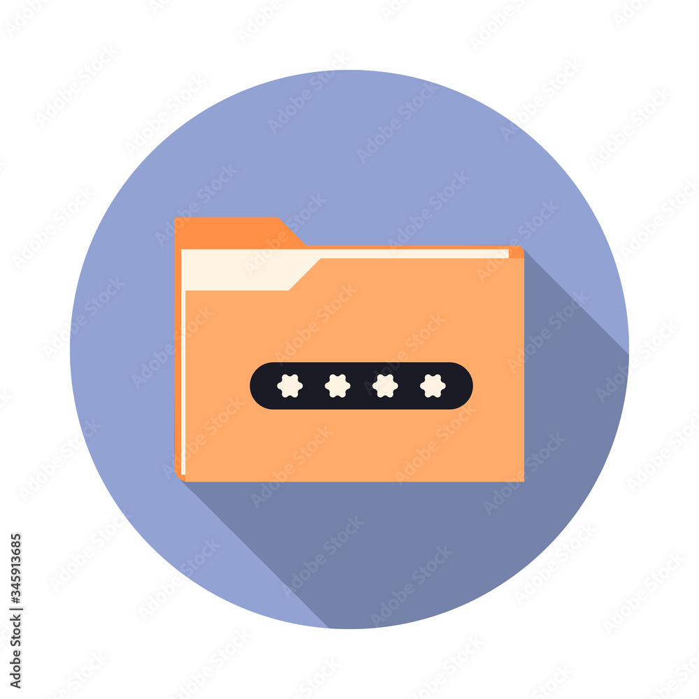 Aufkleber code on the folder long shadow icon. simple color vector of virus and antivirus icons for ui and ux,