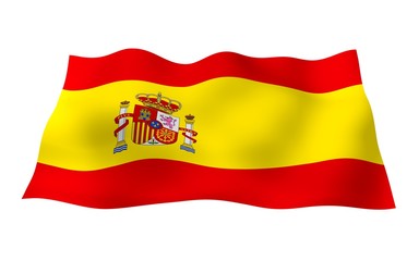 The flag of Spain. Official state symbol of the Kingdom of Spain. Concept: web, sports pages, language courses, travelling, design elements. 3d illustration