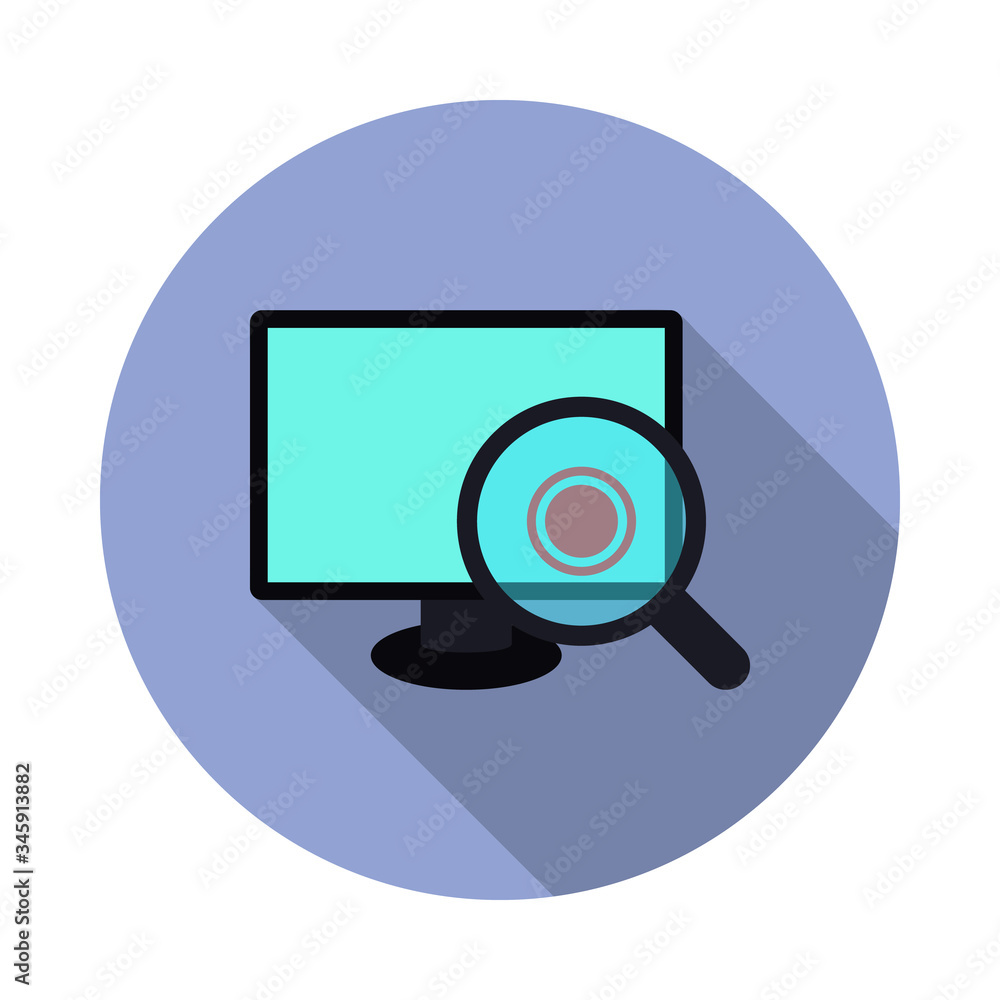 Poster virus scan in computer long shadow icon. simple color vector of virus and antivirus icons for ui and