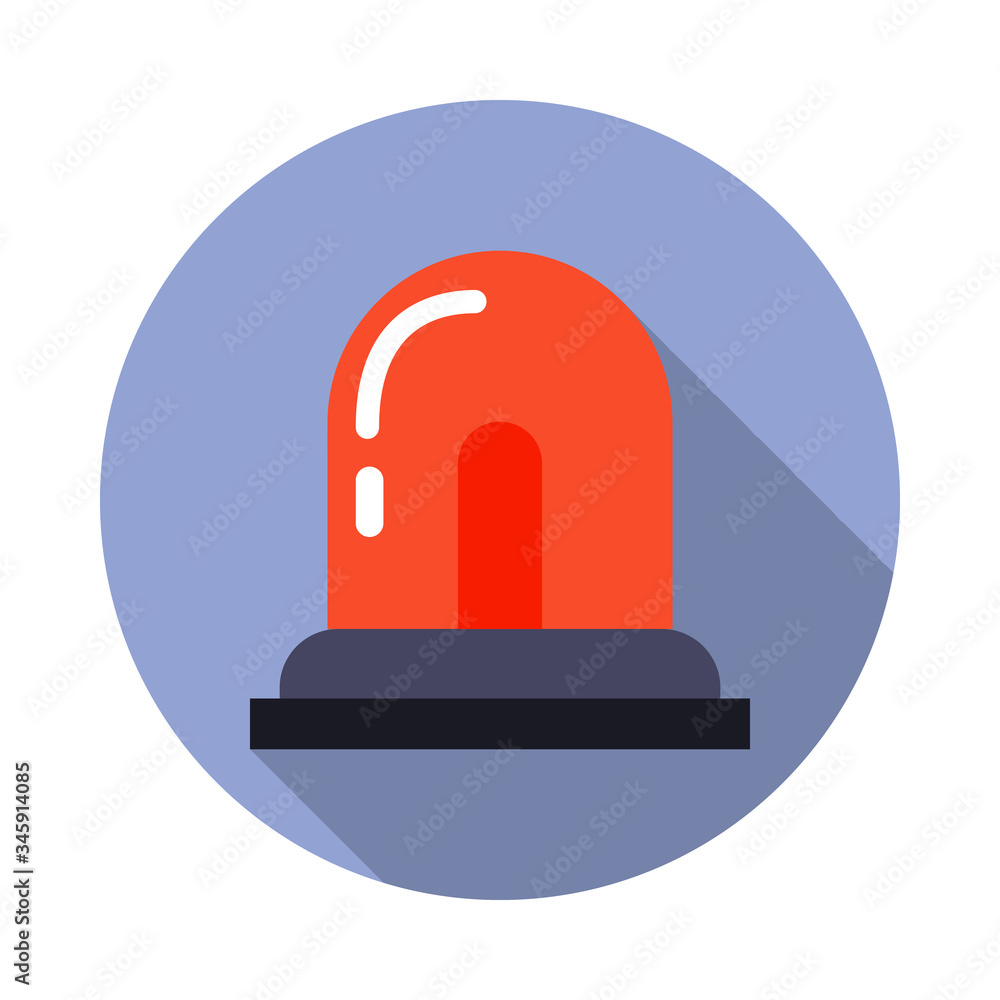 Aufkleber siren long shadow icon. simple color vector of virus and antivirus icons for ui and ux, website or m