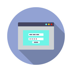 code in the browser long shadow icon. Simple color vector of virus and antivirus icons for ui and ux, website or mobile application