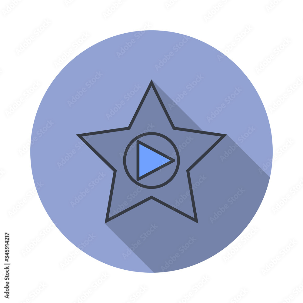 Poster star and arrow long shadow icon. simple color vector of web icons for ui and ux, website or mobile a