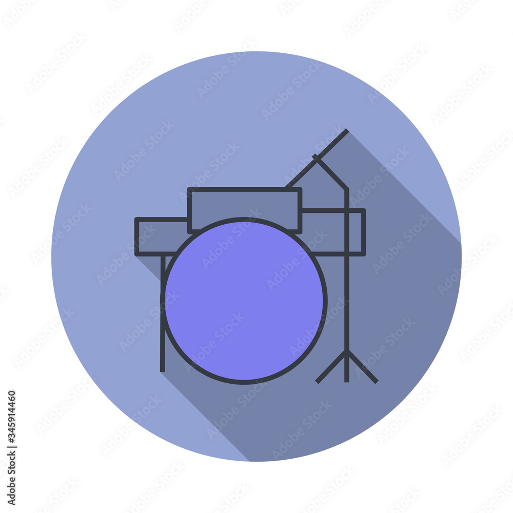 Aufkleber drums long shadow icon. simple color vector of web icons for ui and ux, website or mobile applicatio