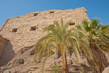 External stone wall at ancient Egyptian Karnak Temple
