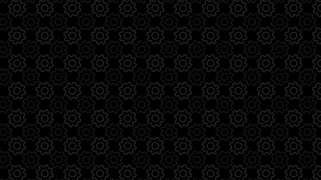 4K white gears on black background pattern animated