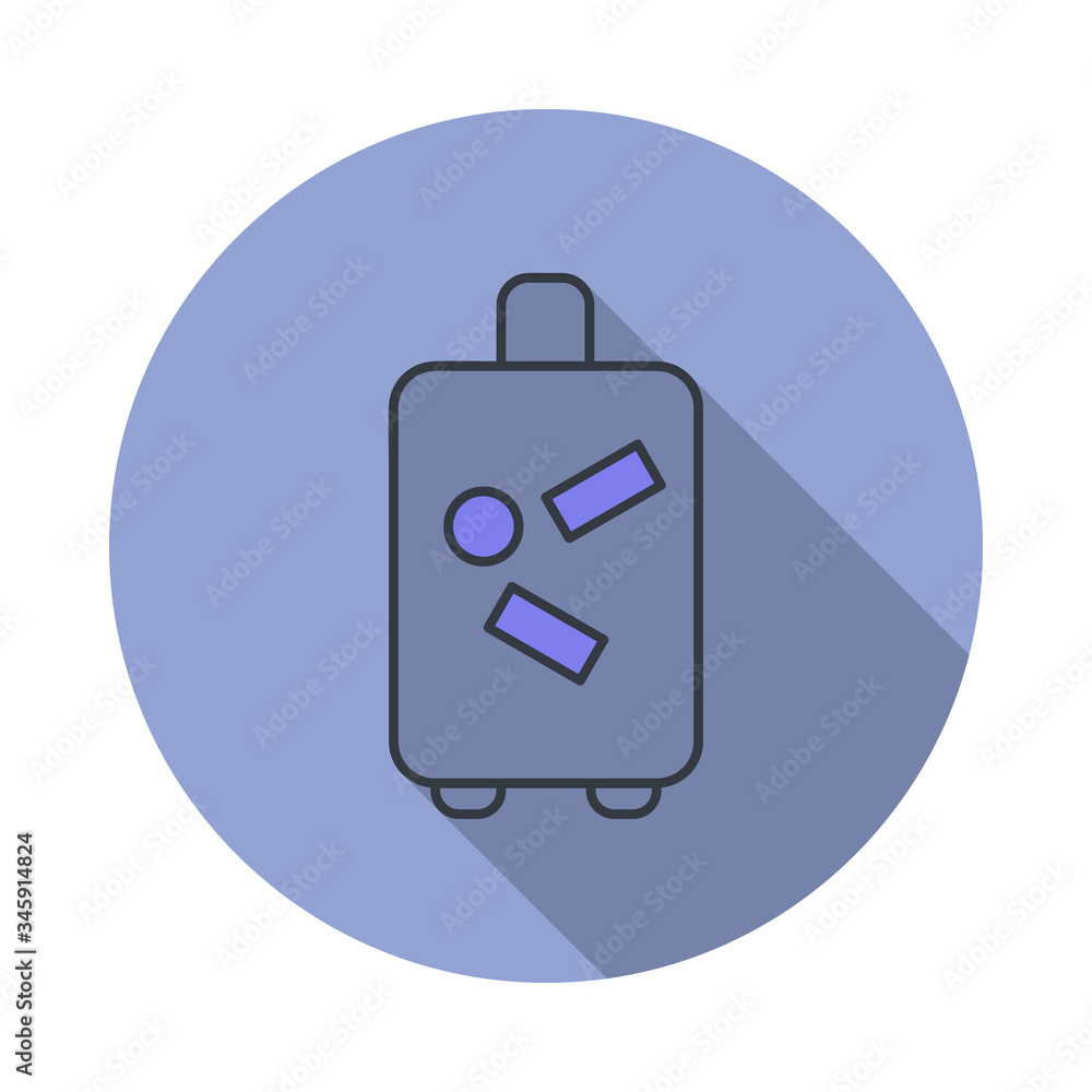 Aufkleber suitcase long shadow icon. simple color vector of web icons for ui and ux, website or mobile applica