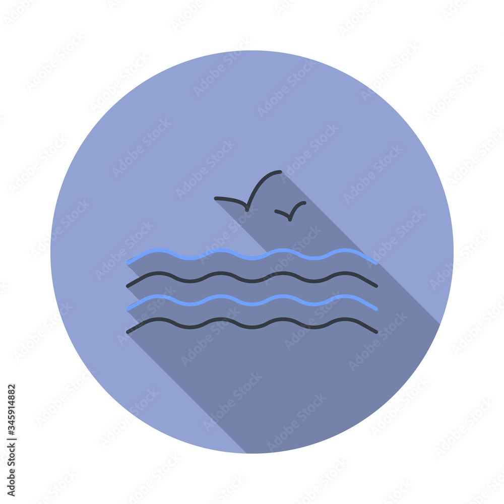 Poster gulls on the sea long shadow icon. simple color vector of web icons for ui and ux, website or mobile