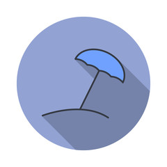 Beach umbrella long shadow icon. Simple color vector of web icons for ui and ux, website or mobile application