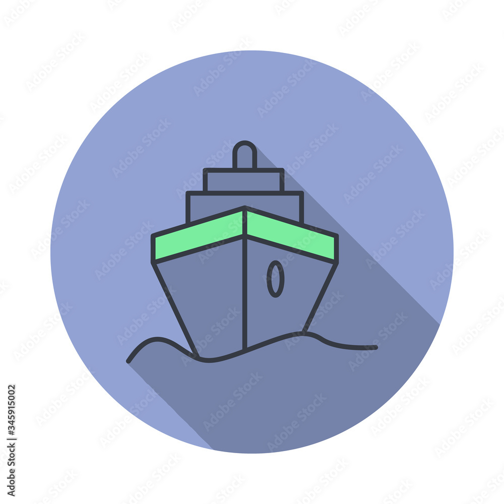 Poster ship long shadow icon. simple color vector of web icons for ui and ux, website or mobile application