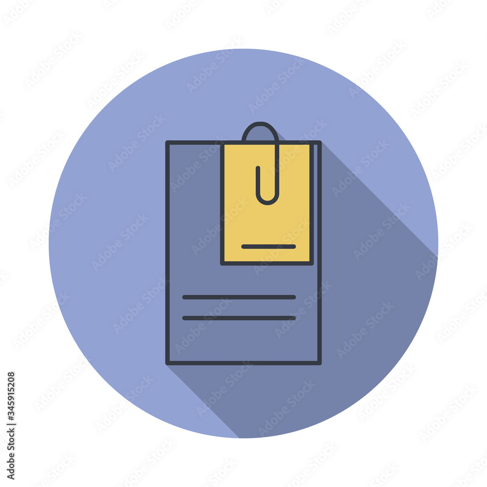 Aufkleber note paper long shadow icon. simple color vector of web icons for ui and ux, website or mobile appli