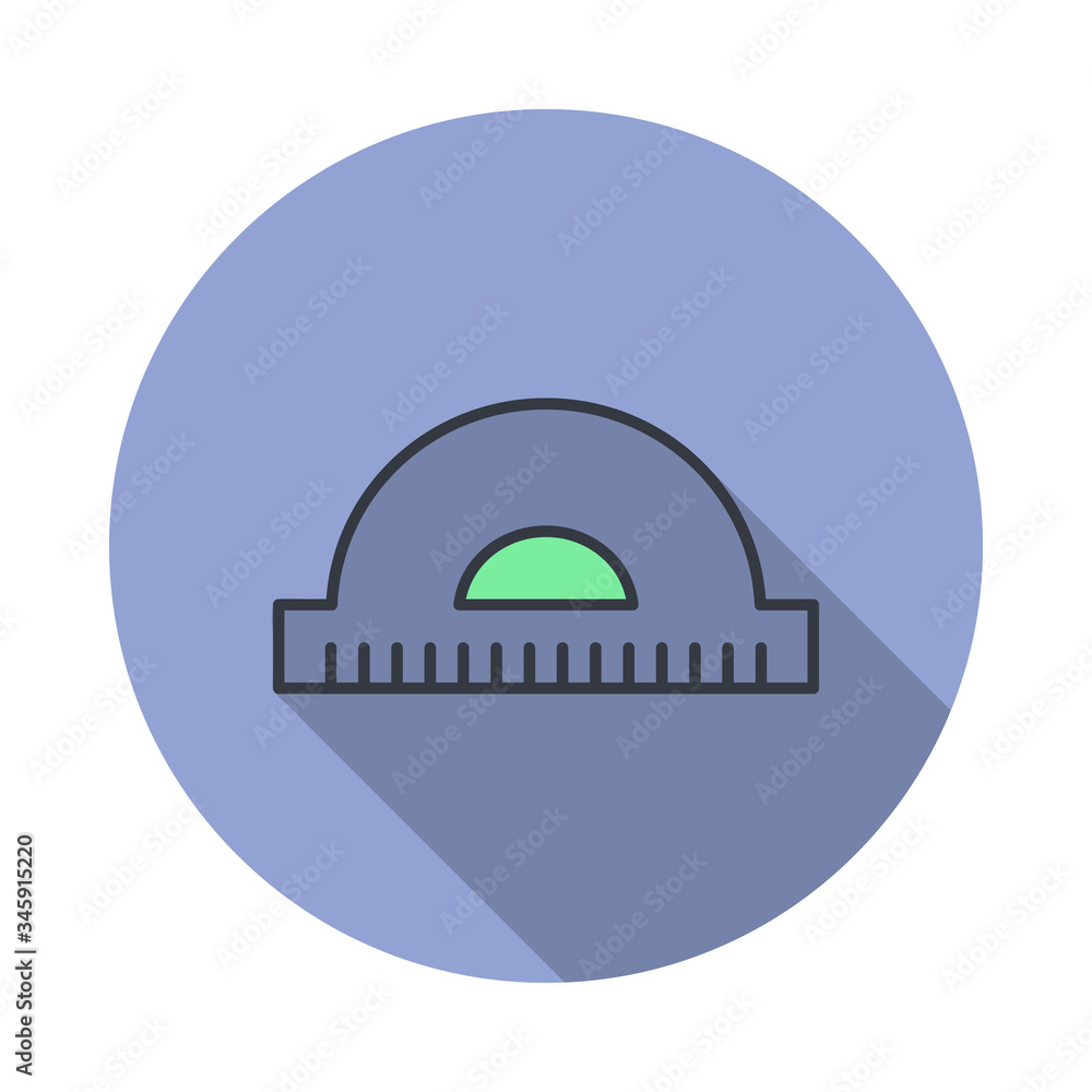 Poster protractor long shadow icon. simple color vector of web icons for ui and ux, website or mobile appli