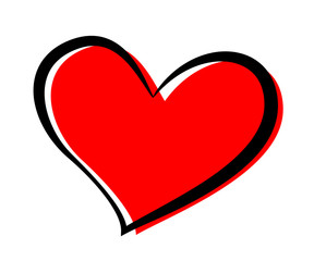 Red and black heart vector illustration. Abstract romantic icon. Romance, valentine holiday celebration symbol. Wedding invitation, greeting card decorative design element.