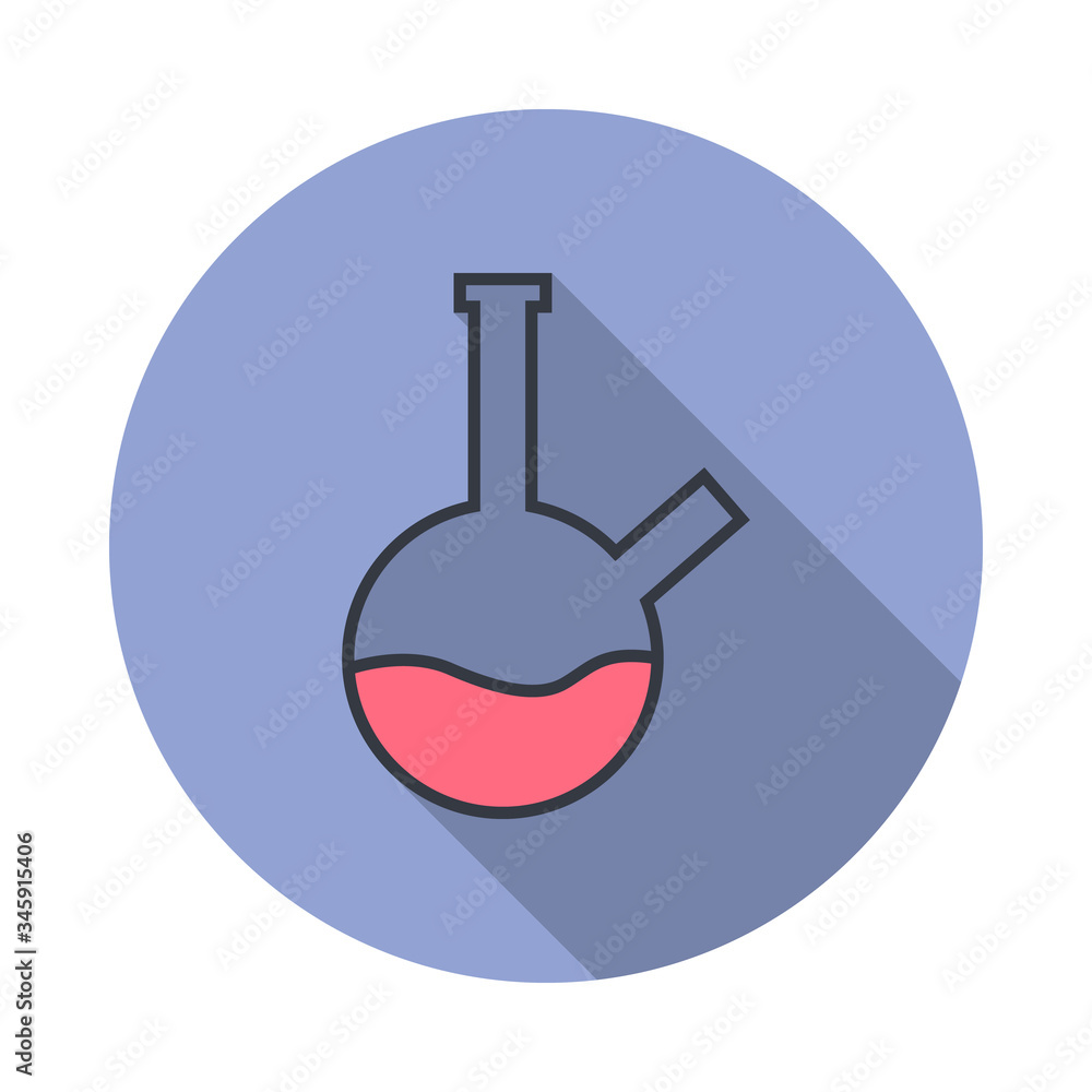 Aufkleber laboratory flask long shadow icon. simple color vector of web icons for ui and ux, website or mobile