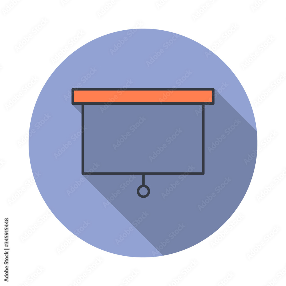 Aufkleber screen for projector long shadow icon. simple color vector of web icons for ui and ux, website or mo