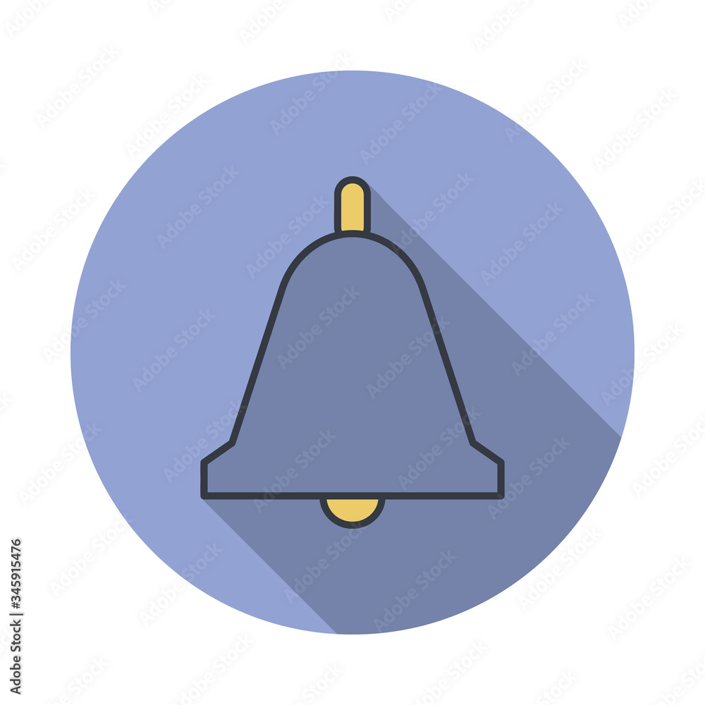 Poster bell long shadow icon. simple color vector of web icons for ui and ux, website or mobile application