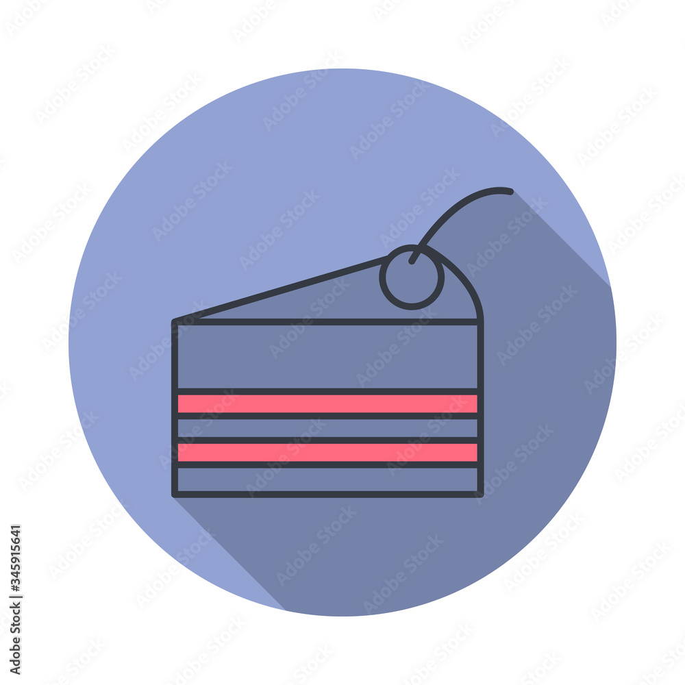 Aufkleber cherry pie long shadow icon. simple color vector of web icons for ui and ux, website or mobile appli