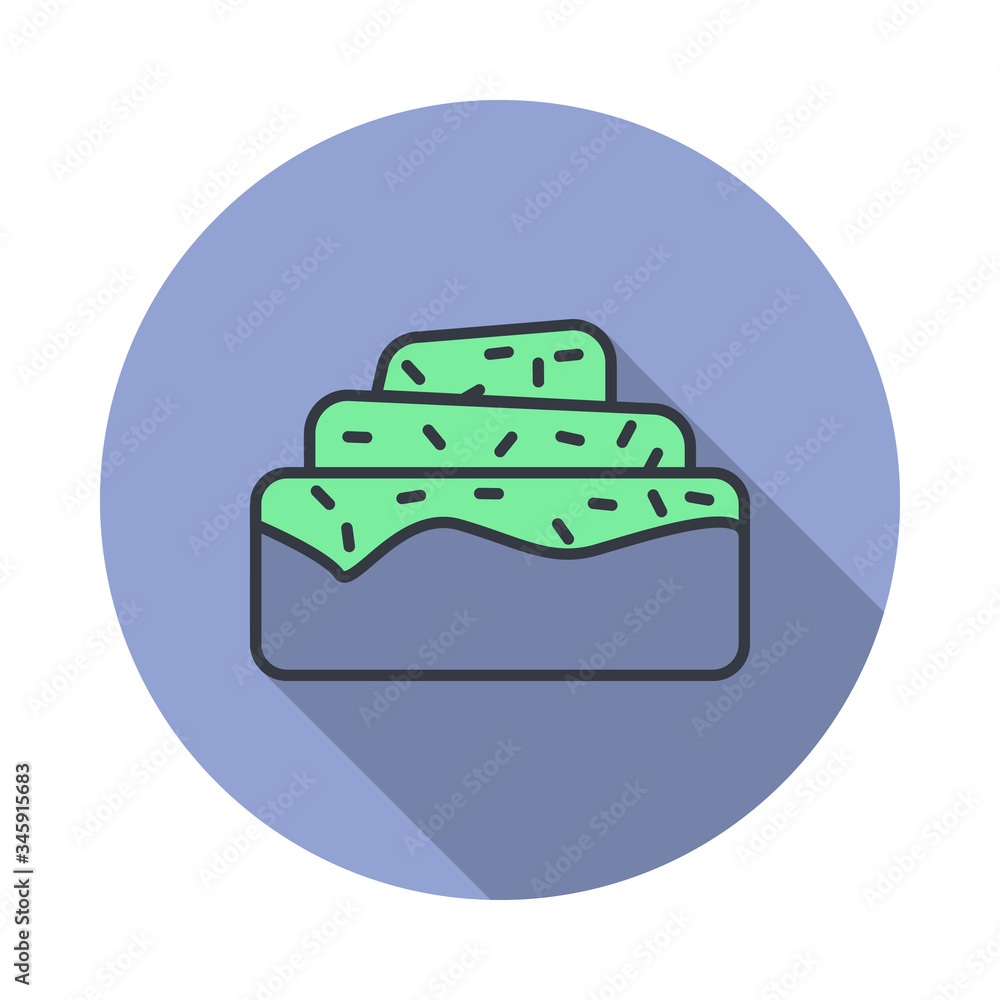 Aufkleber cake long shadow icon. simple color vector of web icons for ui and ux, website or mobile application