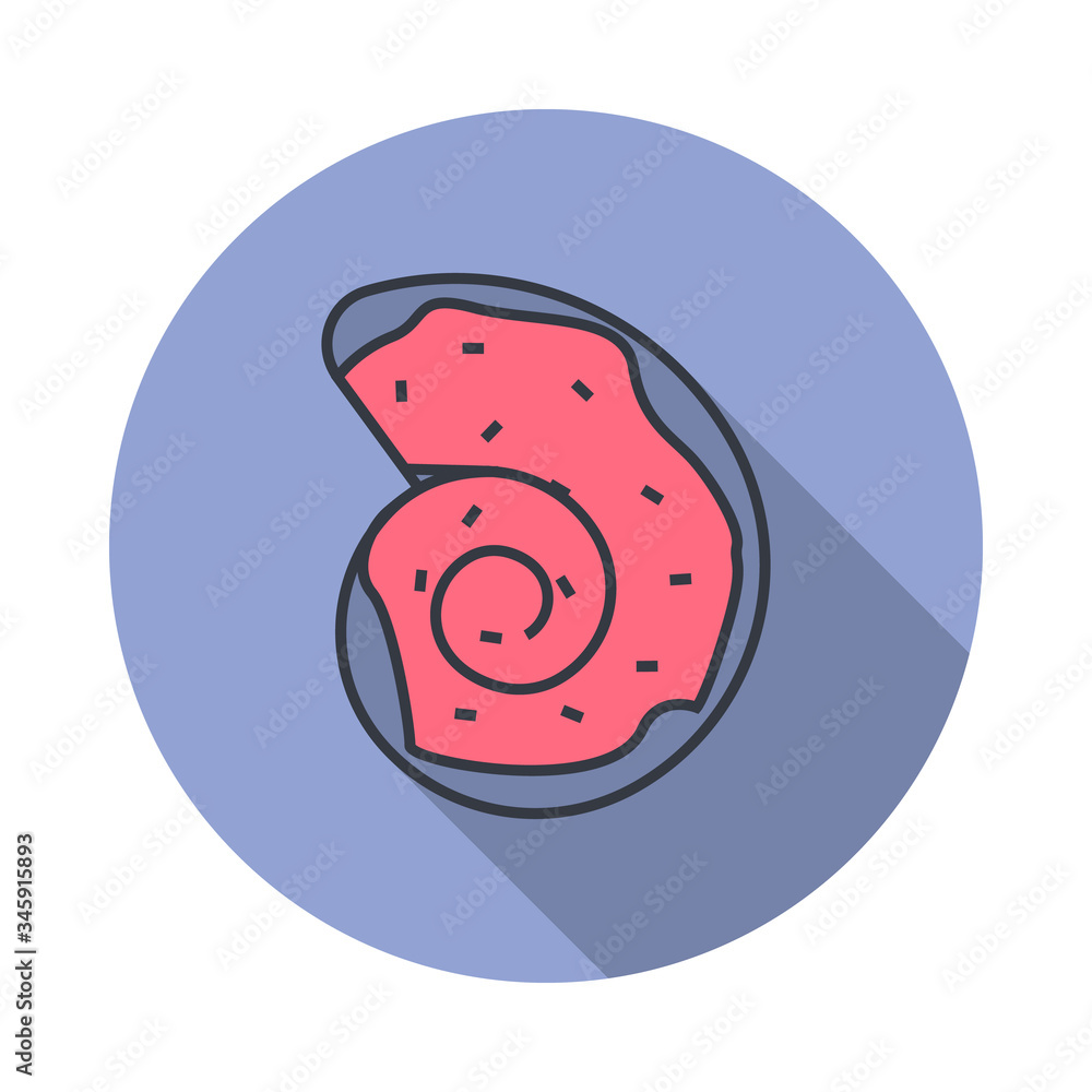 Aufkleber cookies with cream long shadow icon. simple color vector of web icons for ui and ux, website or mobi