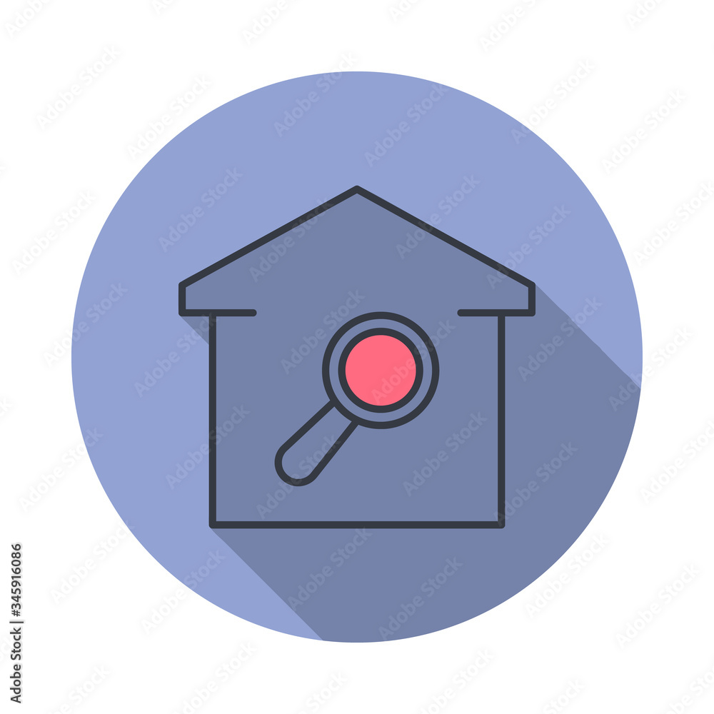 Aufkleber in search of a home long shadow icon. simple color vector of web icons for ui and ux, website or mob