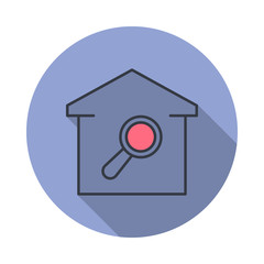 in search of a home long shadow icon. Simple color vector of web icons for ui and ux, website or mobile application