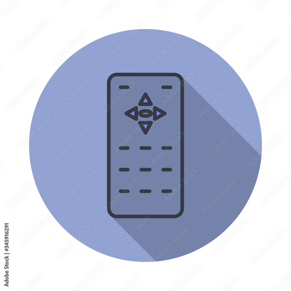 Aufkleber remote controller long shadow icon. simple color vector of web icons for ui and ux, website or mobil