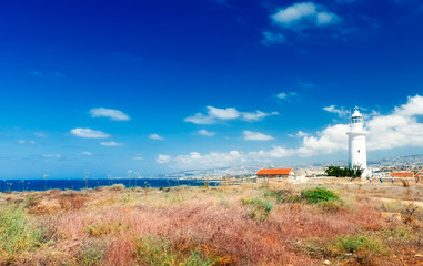 Fototapeta na wymiar lighthouse in the cyprus 