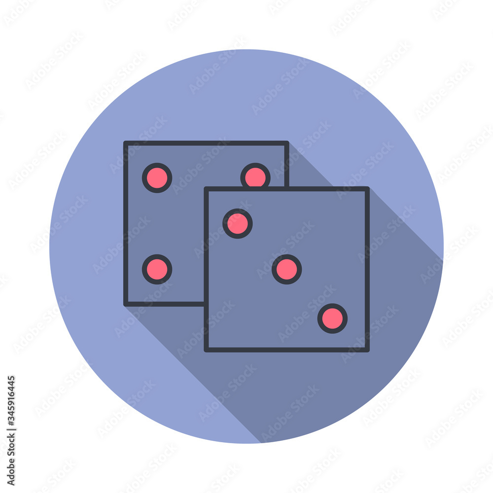 Aufkleber playing darts long shadow icon. simple color vector of web icons for ui and ux, website or mobile ap