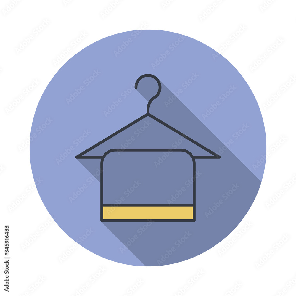 Poster hanger with towel long shadow icon. simple color vector of web icons for ui and ux, website or mobil