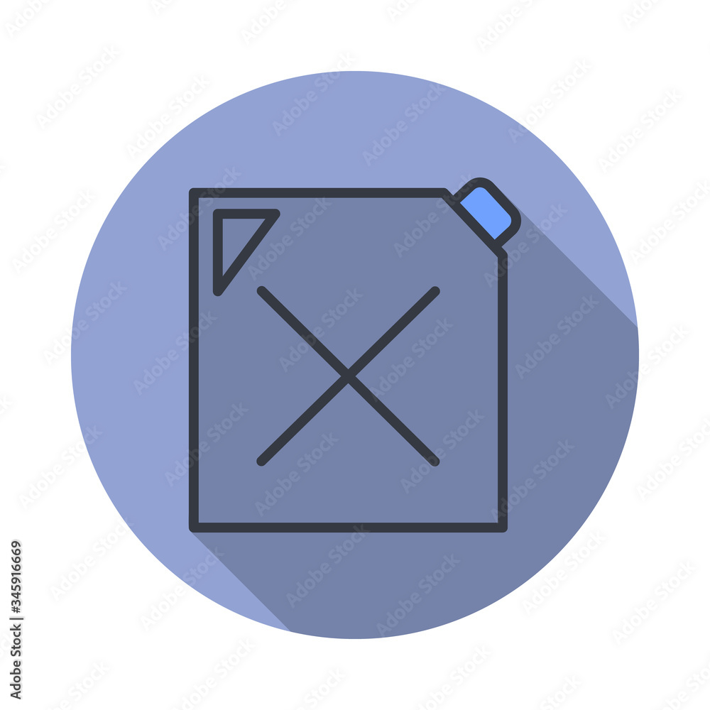 Aufkleber canister long shadow icon. simple color vector of web icons for ui and ux, website or mobile applica