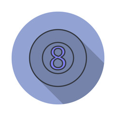billiard ball long shadow icon. Simple color vector of web icons for ui and ux, website or mobile application