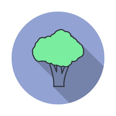 broccoli long shadow icon. Simple color vector of web icons for ui and ux, website or mobile application