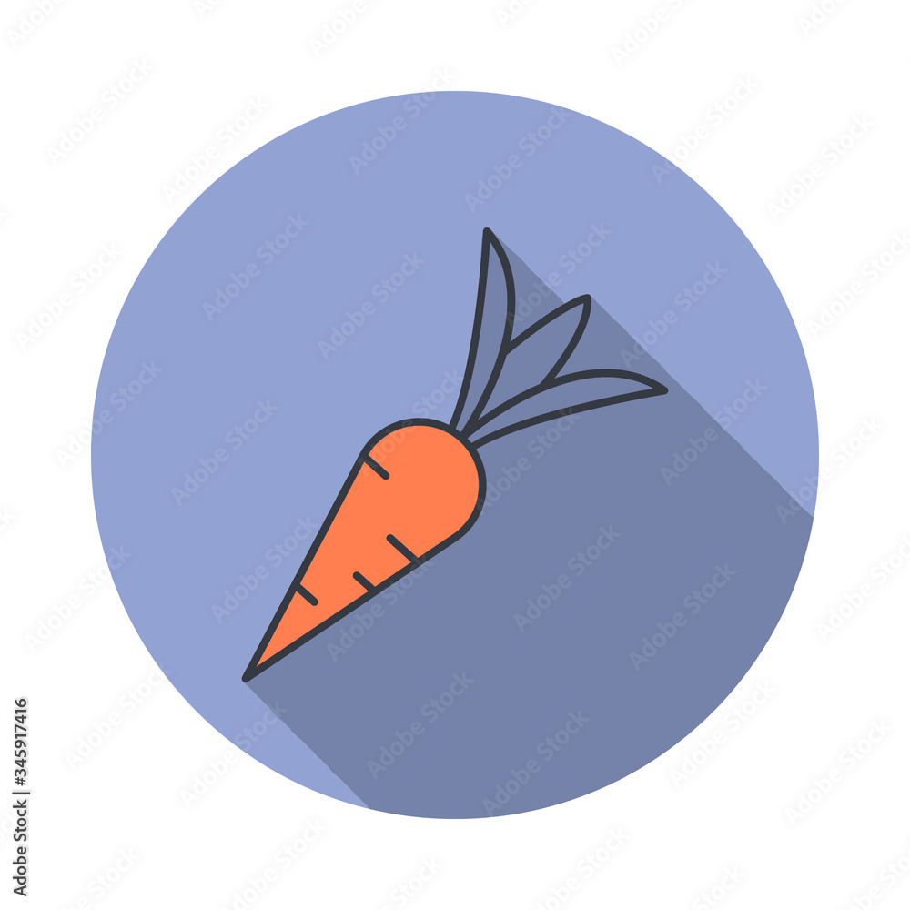 Poster carrot long shadow icon. simple color vector of web icons for ui and ux, website or mobile applicati