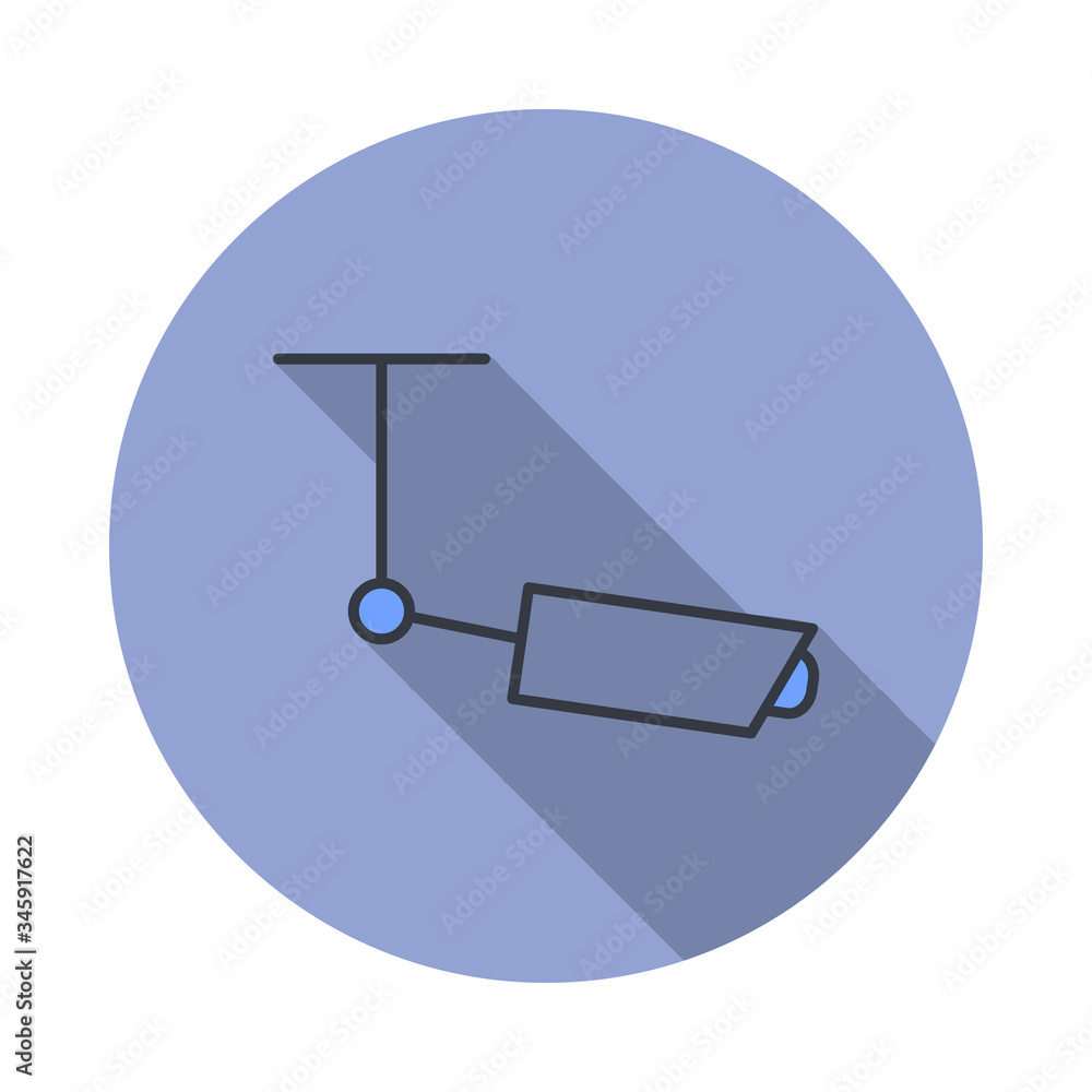Poster kick scooter long shadow icon. simple color vector of web icons for ui and ux, website or mobile app