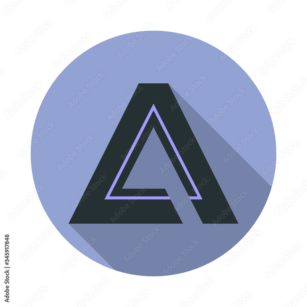 Poster logo triangle long shadow icon. simple color vector of web icons for ui and ux, website or mobile ap