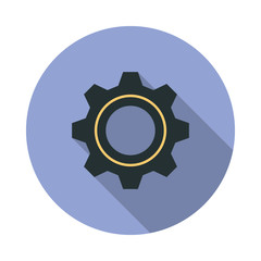 gear long shadow icon. Simple color vector of web icons for ui and ux, website or mobile application